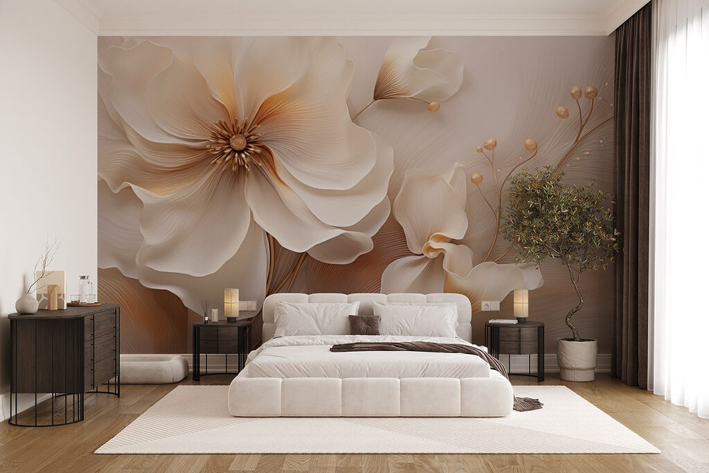 Cream flower, golden buds — interior 1