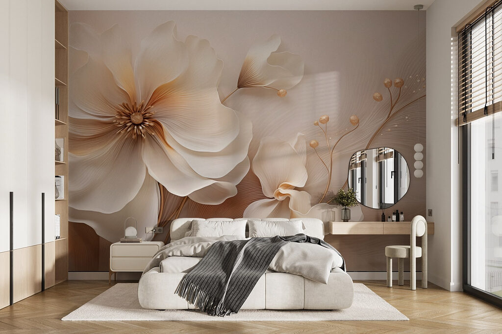 Cream flower, golden buds — interior 2