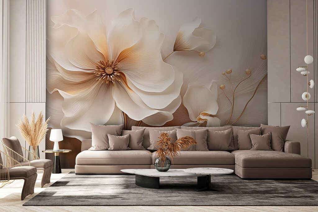 Cream flower, golden buds — interior 3
