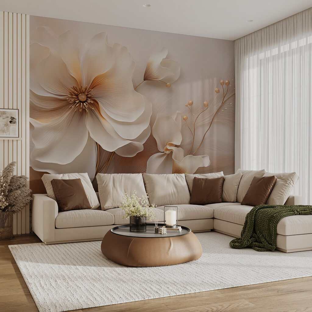 Cream flower, golden buds — interior 4