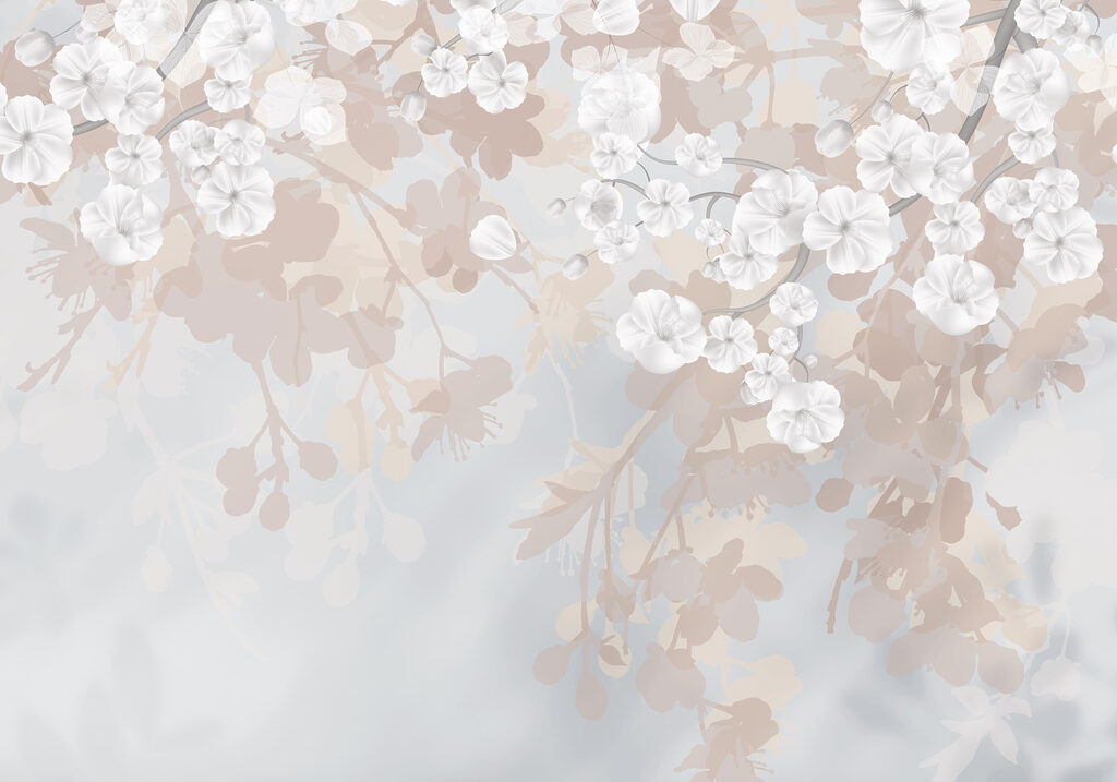 White blossom in clusters — full design