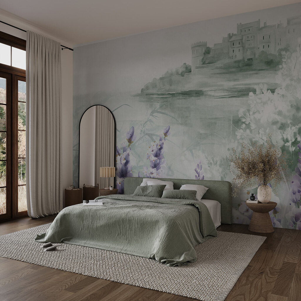 Misty lakeshore flowers — interior 2