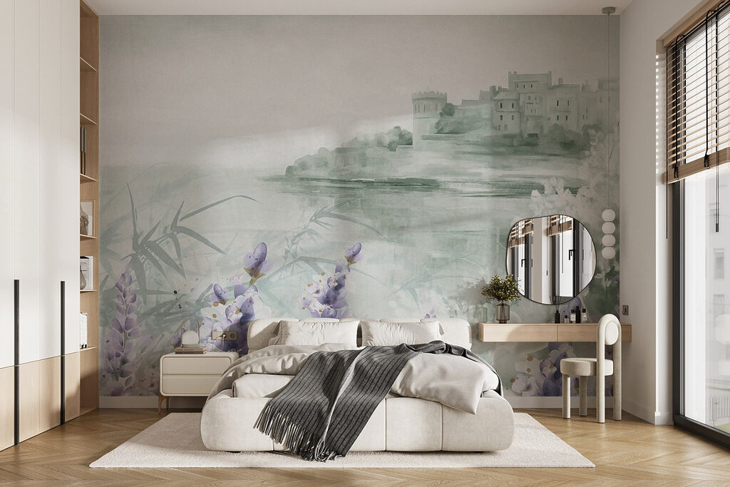 Misty lakeshore flowers — interior 4