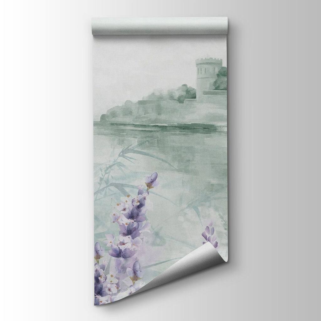 Misty lakeshore flowers — product view