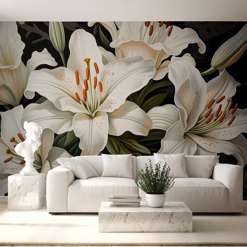 White lilies on black — interior 5