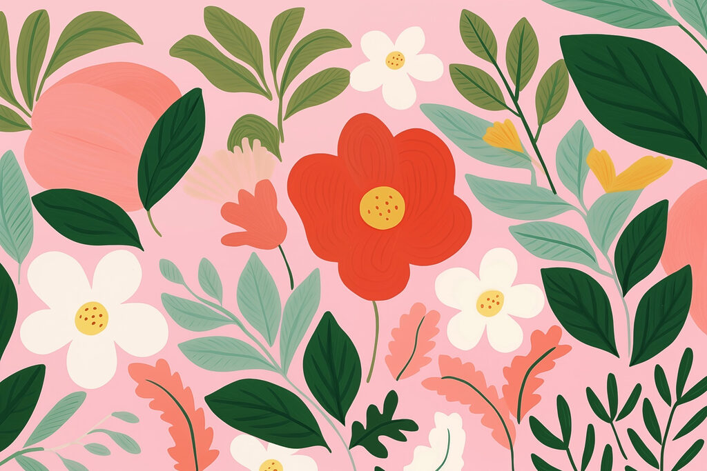 Flowers on pink — full design