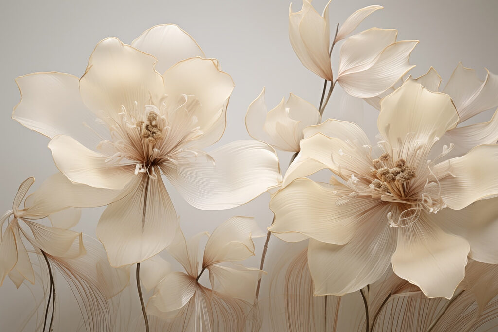 Pale flowers on grey — full design