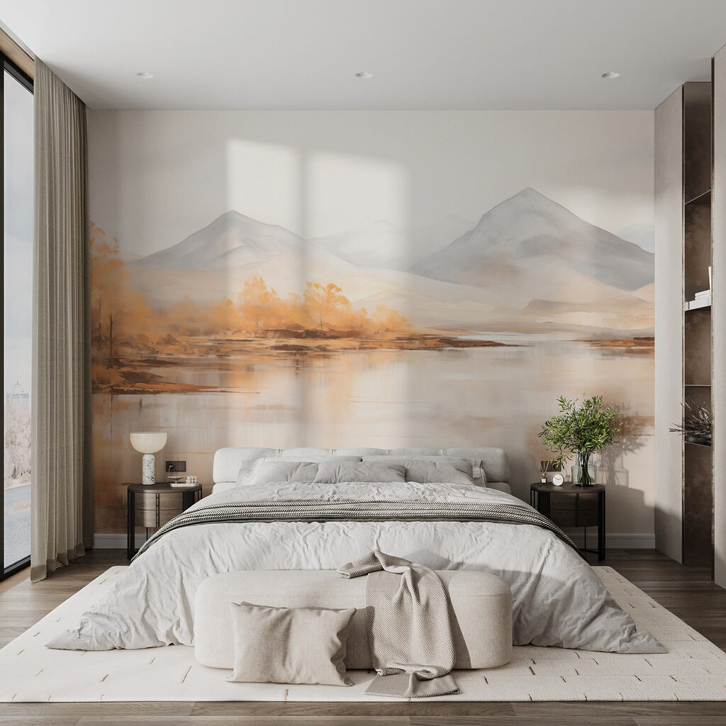 Golden trees by lake — interior 3