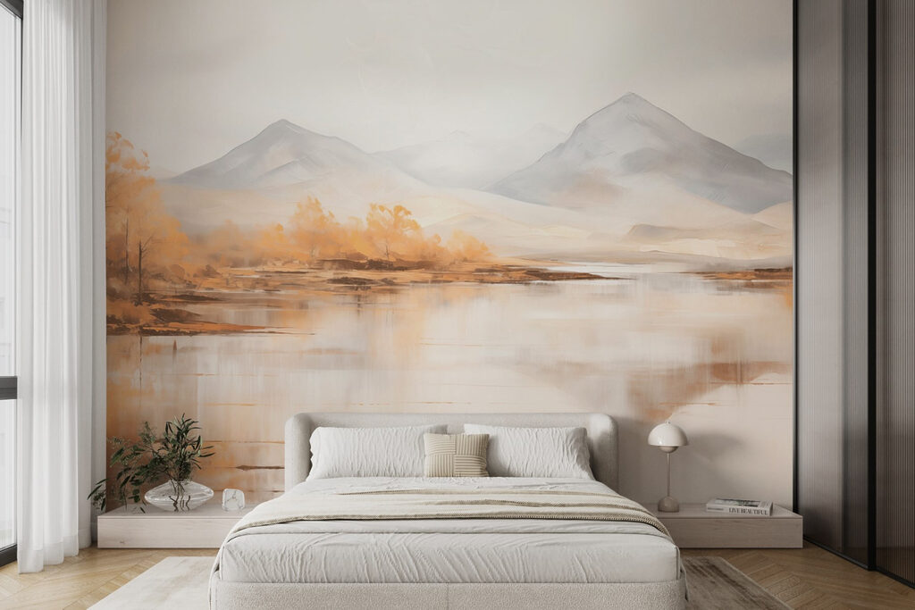 Golden trees by lake — interior 4