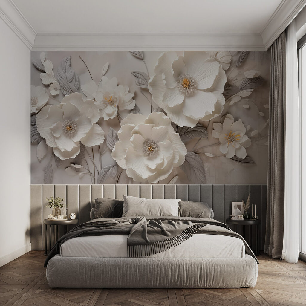 White flowers, grey leaves — interior 2