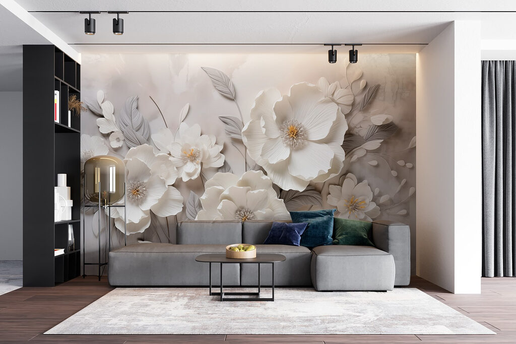 White flowers, grey leaves — interior 3