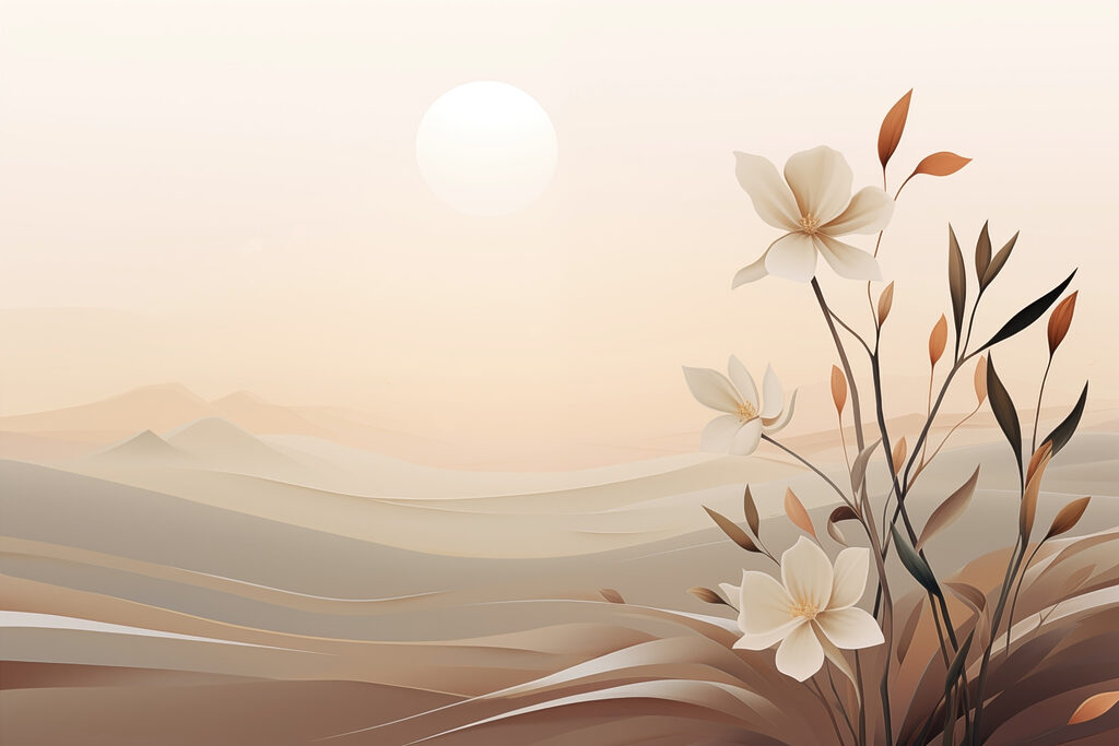 Desert sun and flowers — full design