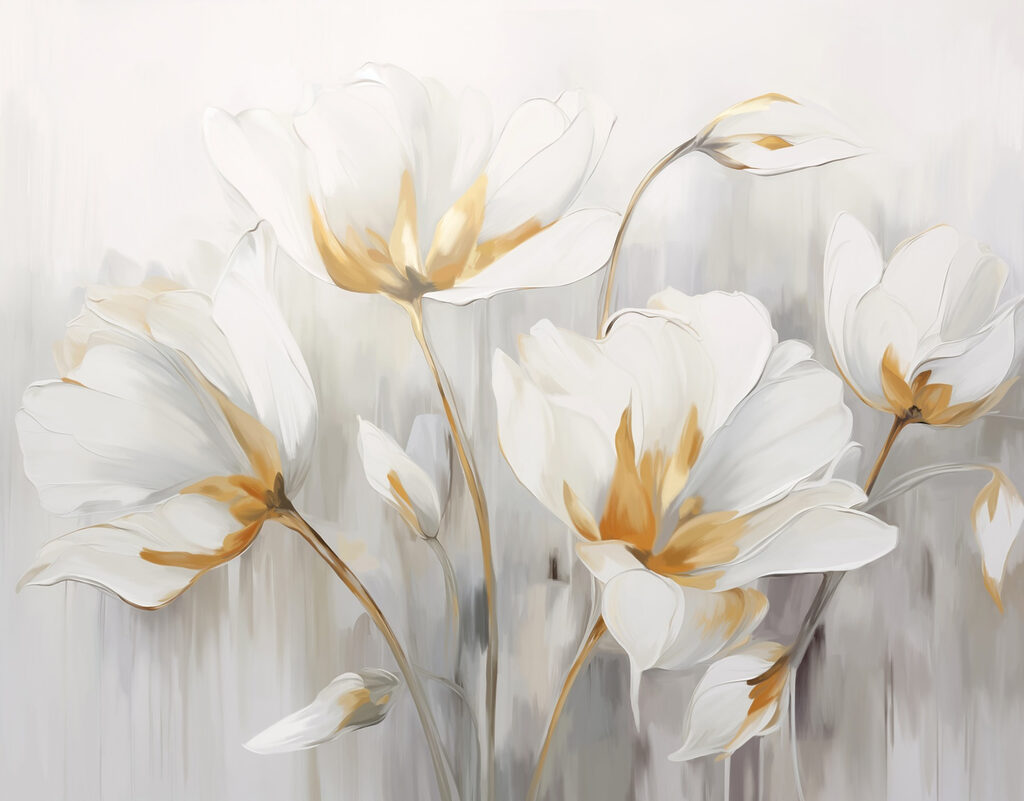White tulips with gold — full design