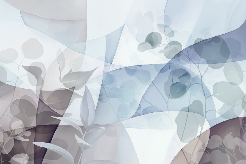 Blue overlapping shapes — full design
