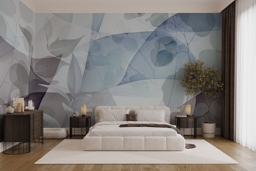 Blue overlapping shapes — interior 1