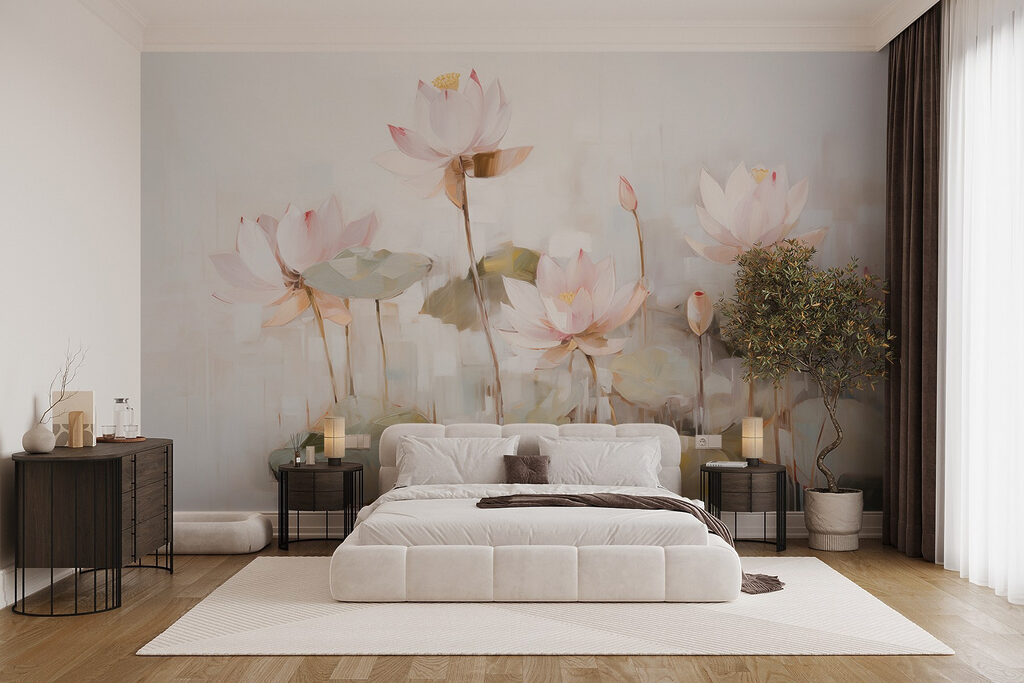Lotus flowers over water — interior 1