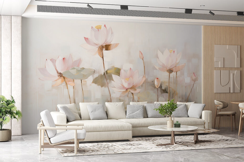 Lotus flowers over water — interior 3