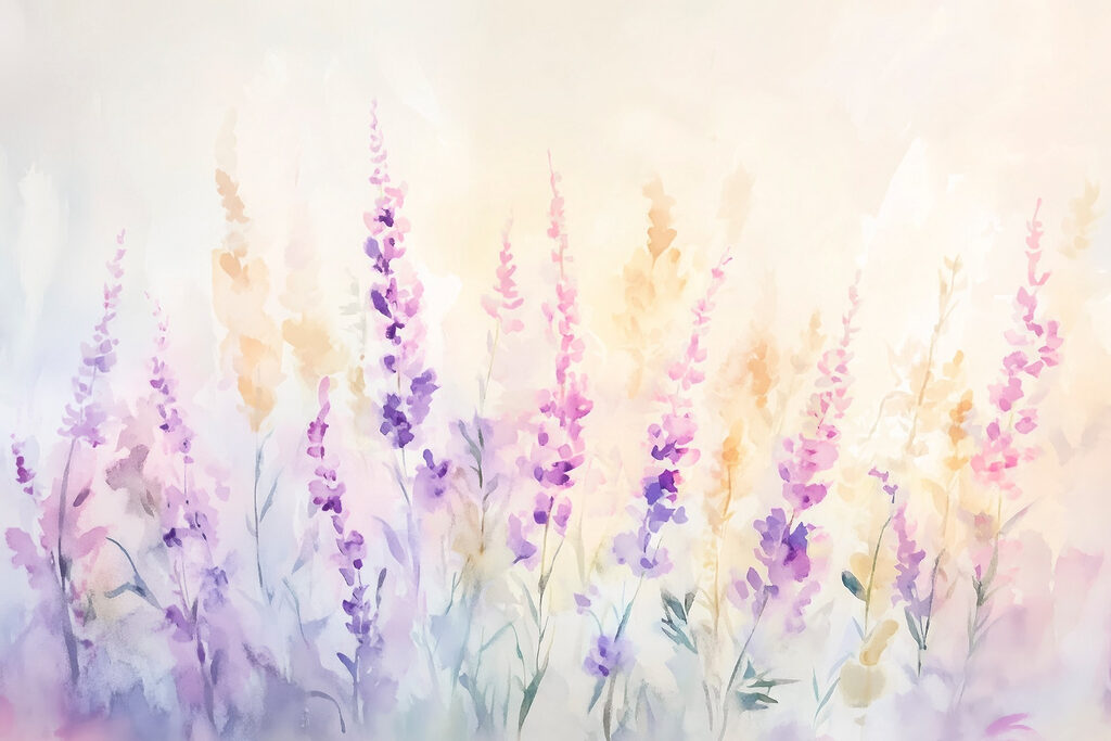 Slender flowers in watercolour — full design