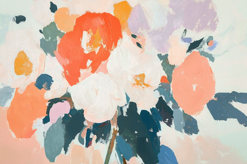 Brushstroke flower bouquet — full design