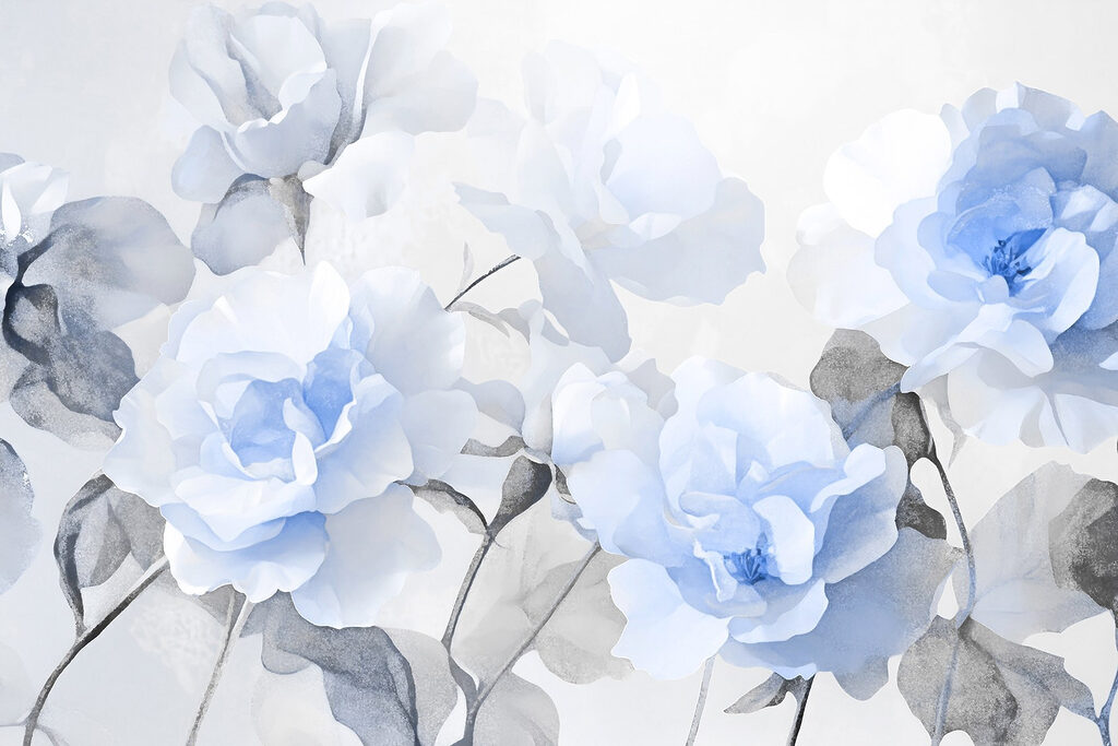 Roses in soft watercolour — full design