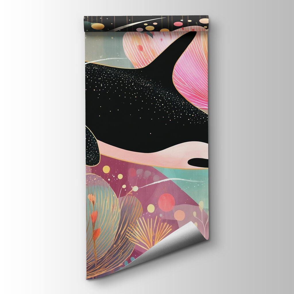 Orca among pink flowers — product view