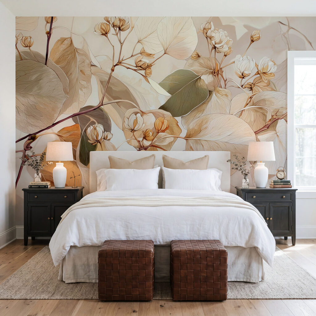 Ochre leaves on twigs — interior 1
