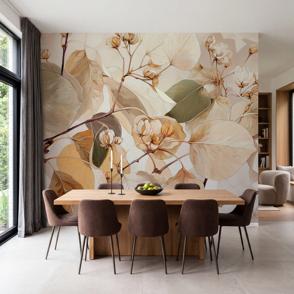 Ochre leaves on twigs — interior 2