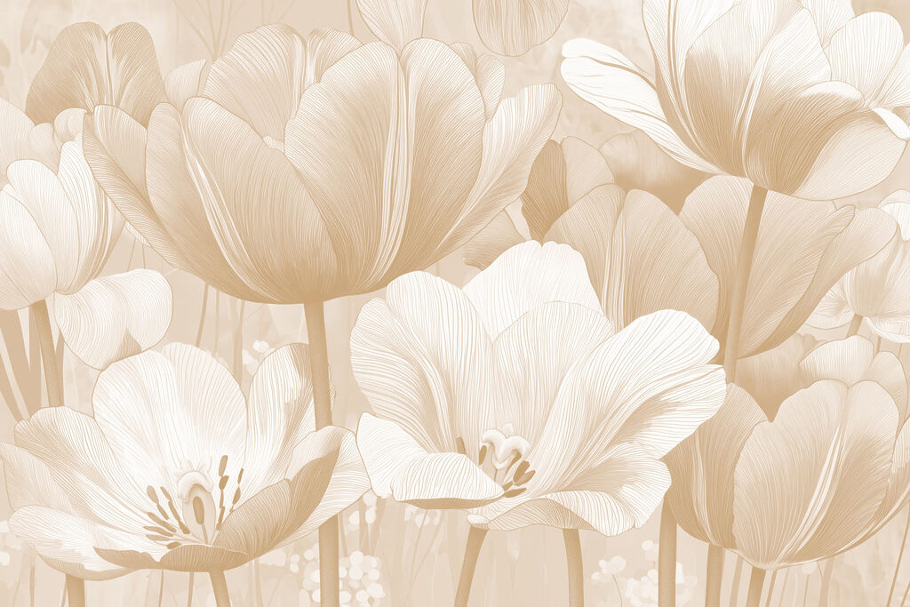Pale tulips in lines — full design