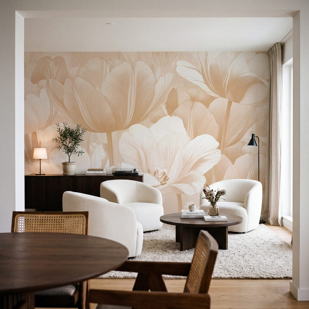 Pale tulips in lines — interior 1