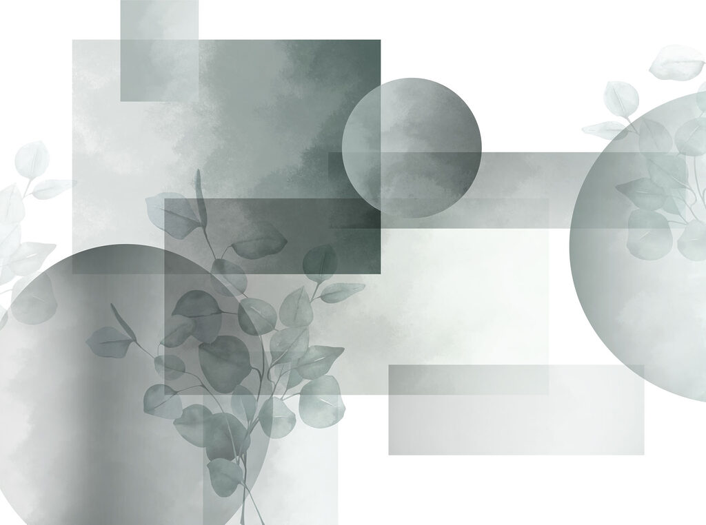 Green shapes with leaves — full design