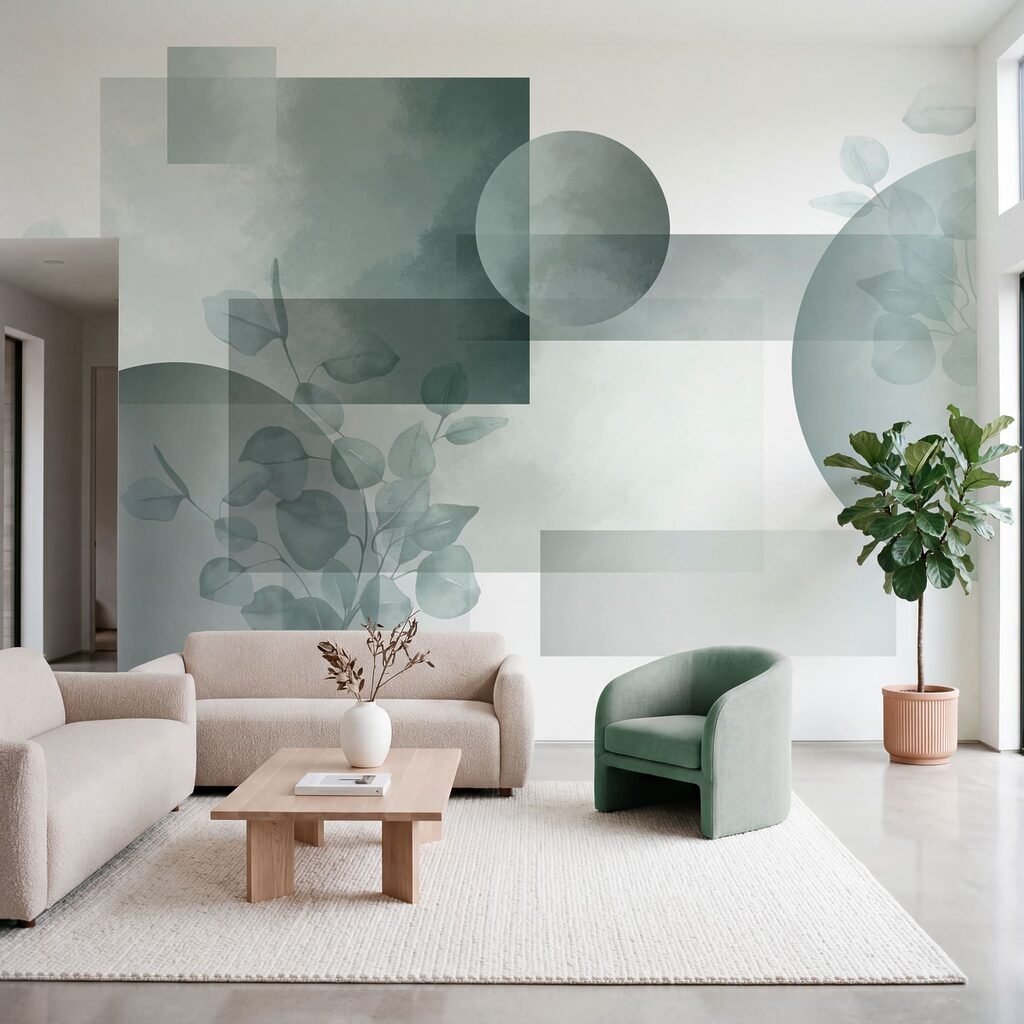 Green shapes with leaves — interior 2