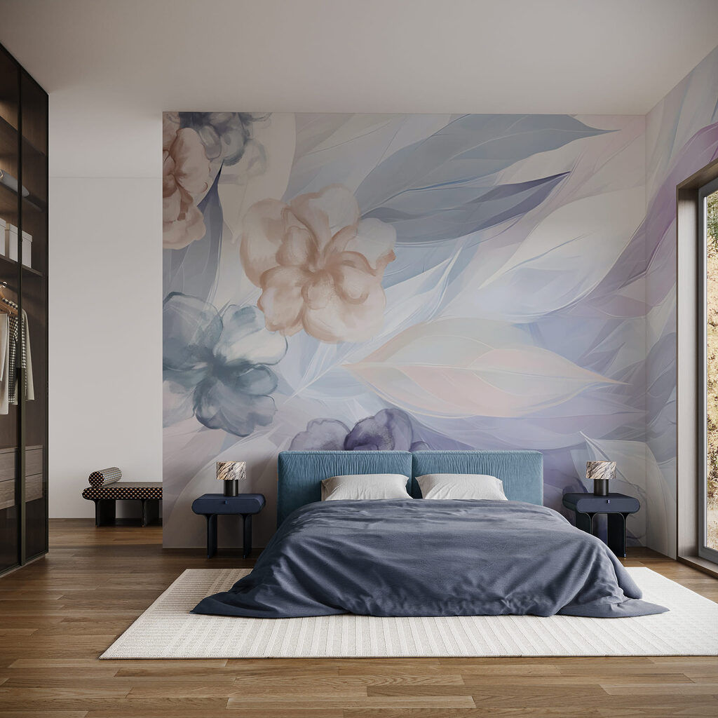 Pastel leaves among flowers — interior 1