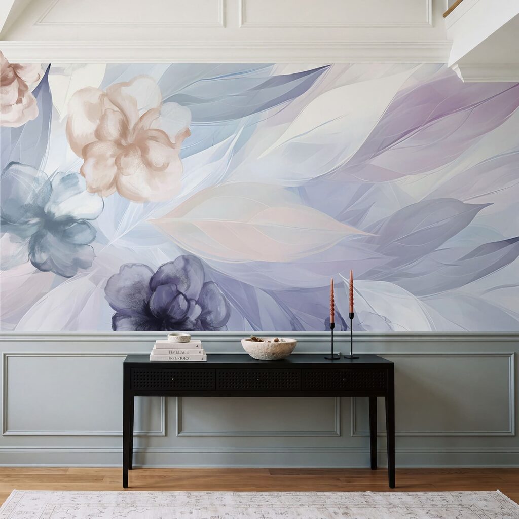 Pastel leaves among flowers — interior 2