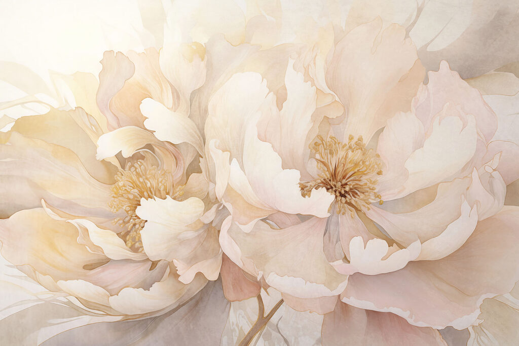 Peonies in Warm Light — full design