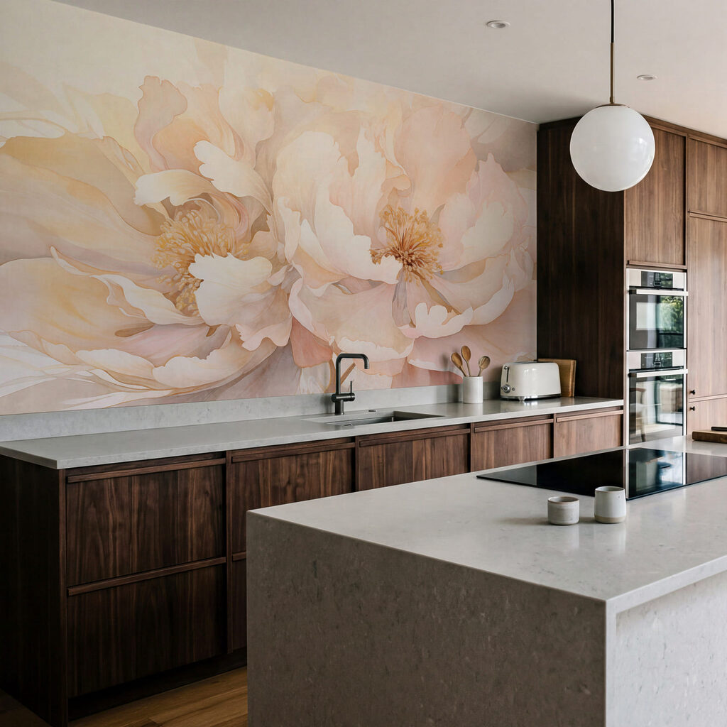 Peonies in Warm Light in an interior