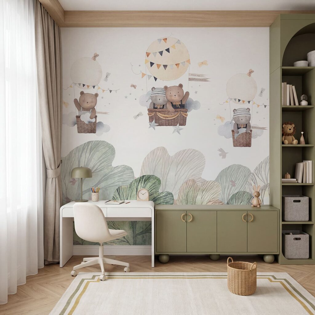 Teddy Bears Aloft in an interior
