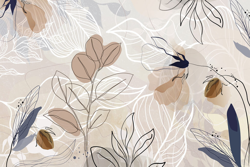 Floral Line Collage — full design
